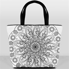 Flowers Mandala Hand Drawing Bucket Bag by Wegoenart