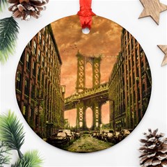 Architecture Buildings City Bridge Ornament (round) by Wegoenart