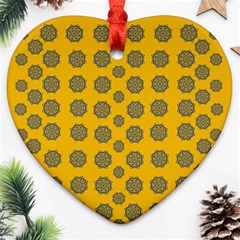 Sensational Stars On Incredible Yellow Heart Ornament (two Sides) by pepitasart