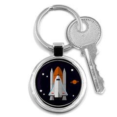 Rocket Space Universe Spaceship Key Chain (round) by Pakrebo