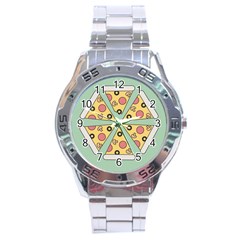 Pizza Slice Food Italian Stainless Steel Analogue Watch by Pakrebo