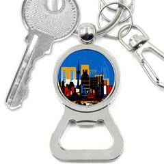 Architecture City House Window Bottle Opener Key Chain by Pakrebo