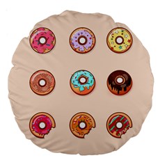 Donut Sweets Baking Food Tasty Large 18  Premium Flano Round Cushions by Pakrebo