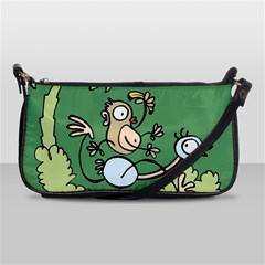 Ostrich Jungle Monkey Plants Shoulder Clutch Bag by Bajindul