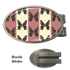 Butterflies Pink Old Old Texture Money Clips (oval)  by Pakrebo