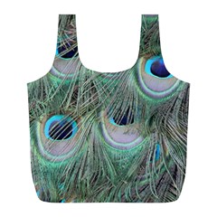 Peacock Feather Pattern Plumage Full Print Recycle Bag (l) by Pakrebo