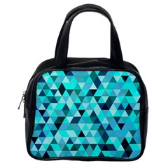 Teal Triangles Pattern Classic Handbag (one Side) by LoolyElzayat