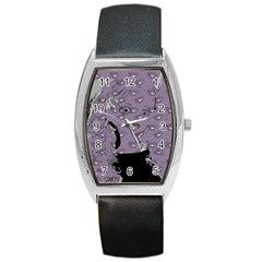 Wide Eyed Girl Grey Lilac Barrel Style Metal Watch by snowwhitegirl