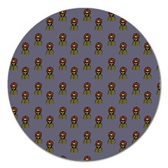 Nerdy 60s  Girl Pattern Light Grey Magnet 5  (round) by snowwhitegirl