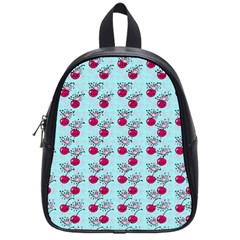 Cherries An Bats Aqua School Bag (small) by snowwhitegirl