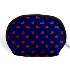 Red Rose Blue Accessory Pouch (medium) by snowwhitegirl