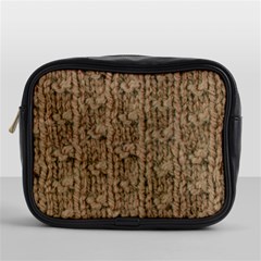 Knitted Wool Brown Mini Toiletries Bag (one Side) by snowwhitegirl