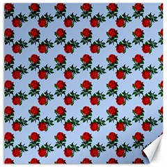 Red Roses Light Blue Canvas 16  X 16  by snowwhitegirl