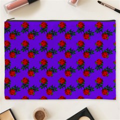 Red Roses Blue Purple Cosmetic Bag (xxxl) by snowwhitegirl