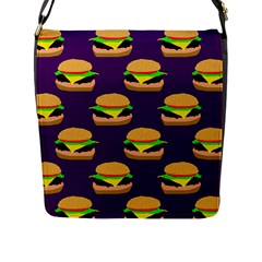 Burger Pattern Flap Closure Messenger Bag (l) by bloomingvinedesign