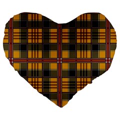 Plaid 5 Large 19  Premium Flano Heart Shape Cushions by ArtworkByPatrick