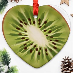 Kiwi Fruit Fresh Green Tasty Food Heart Ornament (two Sides) by Simbadda