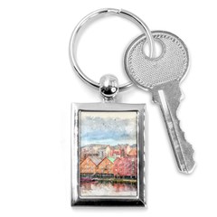 Architecture City Buildings River Key Chain (rectangle) by Simbadda