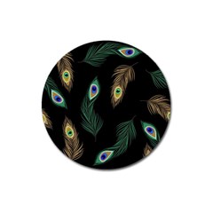 Seamless Pattern With Peacock Feather Magnet 3  (round) by Vaneshart