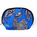 Peacock Bird Feathers Seamless Background Pattern Accessory Pouch (Medium) Back