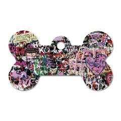 Graffiti Wall Background Dog Tag Bone (one Side) by Vaneshart