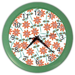 Vector Flower Floral Color Wall Clock by Vaneshart