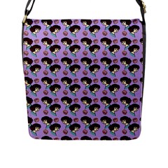 Redhead Girl Pattern Lilac Flap Closure Messenger Bag (l) by snowwhitegirl