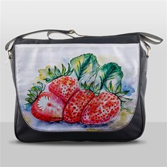 Strawberry Watercolor Figure Messenger Bag by Wegoenart