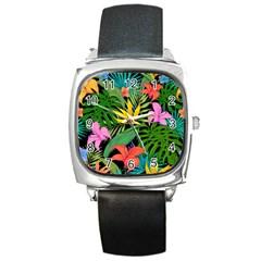 Tropical Greens Square Metal Watch by Sobalvarro