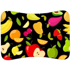 Vector Seamless Summer Fruits Pattern Black Background Velour Seat Head Rest Cushion by Vaneshart