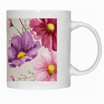 Vector Hand Drawn Cosmos Flower Pattern White Mugs Right