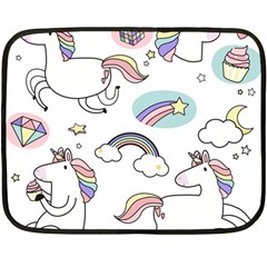 Cute Unicorns With Magical Elements Vector Double Sided Fleece Blanket (mini)  by Sobalvarro