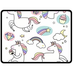 Cute Unicorns With Magical Elements Vector Double Sided Fleece Blanket (large)  by Sobalvarro