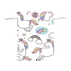 Cute Unicorns With Magical Elements Vector Lightweight Drawstring Pouch (l) by Sobalvarro