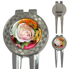 Floral Bouquet Orange Pink Rose 3-in-1 Golf Divots by yoursparklingshop