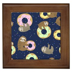 Cute Sloth With Sweet Doughnuts Framed Tile by Sobalvarro