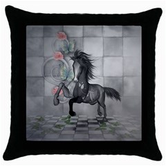 Wonderful Black And White Horse Throw Pillow Case (black) by FantasyWorld7