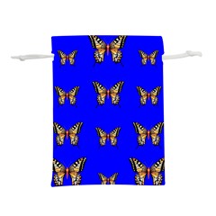 Butterfly Pattern Blue Insects Lightweight Drawstring Pouch (l) by Vaneshart