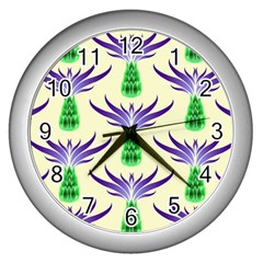 Thistles Purple Flora Flowering Wall Clock (silver) by Vaneshart