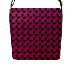 Black Rose Pink Flap Closure Messenger Bag (l) by snowwhitegirl