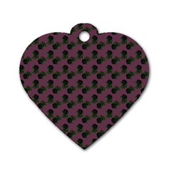 Black Rose Mauve Dog Tag Heart (one Side) by snowwhitegirl