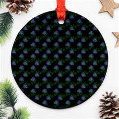 Vintage Blue Roses Black Ornament (round) by snowwhitegirl