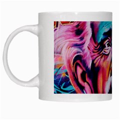 Albert Einstein Retro Wall Graffiti Blue Pink Orange Modern Urban Art Grunge White Mugs by snek