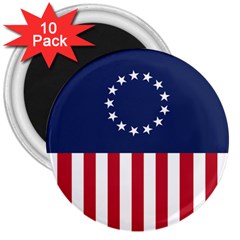 Betsy Ross Flag Usa America United States 1777 Thirteen Colonies Vertical 3  Magnets (10 Pack)  by snek