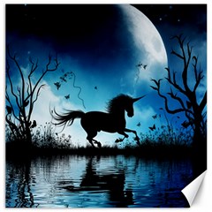 Wonderful Unicorn Silhouette In The Night Canvas 16  X 16  by FantasyWorld7