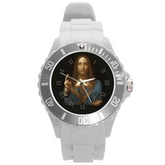 Salvator Mundi Leonardo Davindi 1500 Jesus Christ Savior Of The World Original Paint Most Expensive In The World Round Plastic Sport Watch (l) by snek