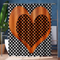 Heart Chess Board Checkerboard Shower Curtain 60  X 72  (medium)  by HermanTelo