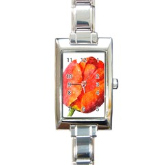 Spring Tulip Red Watercolor Aquarel Rectangle Italian Charm Watch by picsaspassion