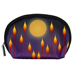 Night Moon Flora Background Accessory Pouch (large) by HermanTelo