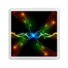 Colorful Neon Art Light Rays, Rainbow Colors Memory Card Reader (square) by picsaspassion